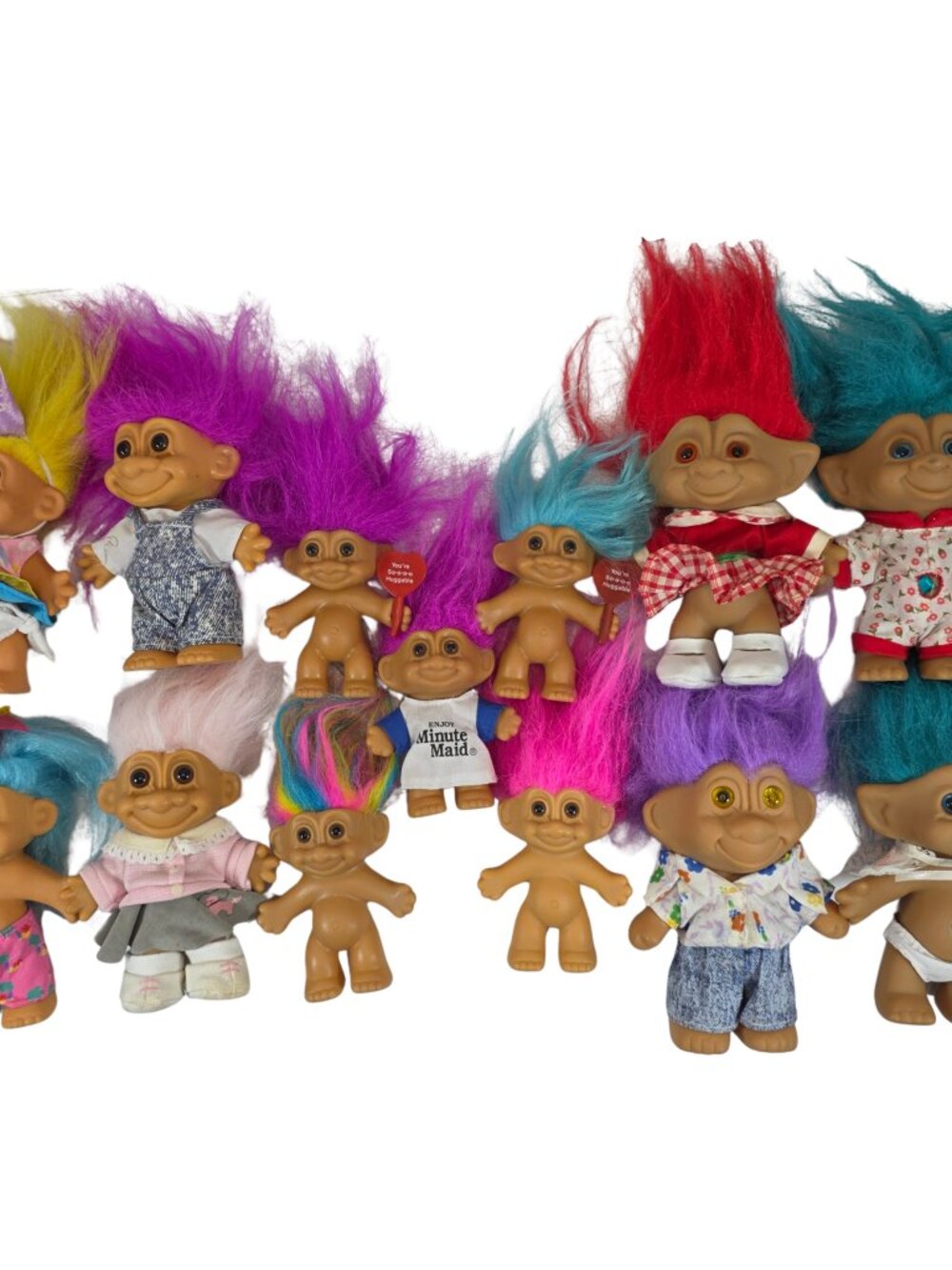 Vintage Troll Dolls Lot of 13 Russ Ace Novelty 90s Collectible Toy Trolls